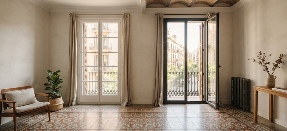 Apartment windows in Barcelona